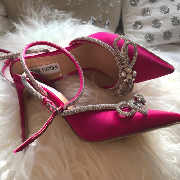 Double bow satin Fuchsia 7.5 pumps - Picture 5 of 11